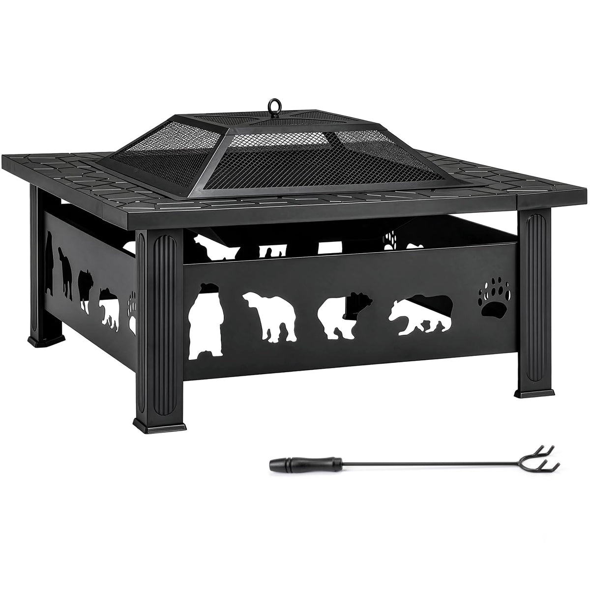 32 Inch Square Wood Burning Fire Pit Table I33024