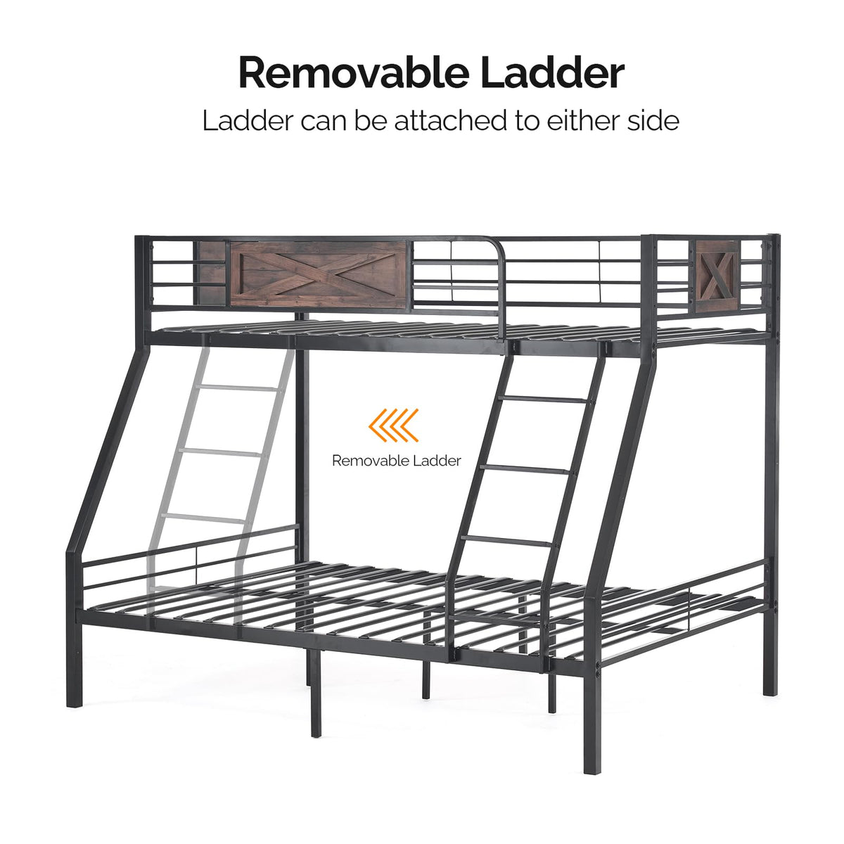 Twin Over Full Metal Bunk Bed with 2 Storage Drawers M943749