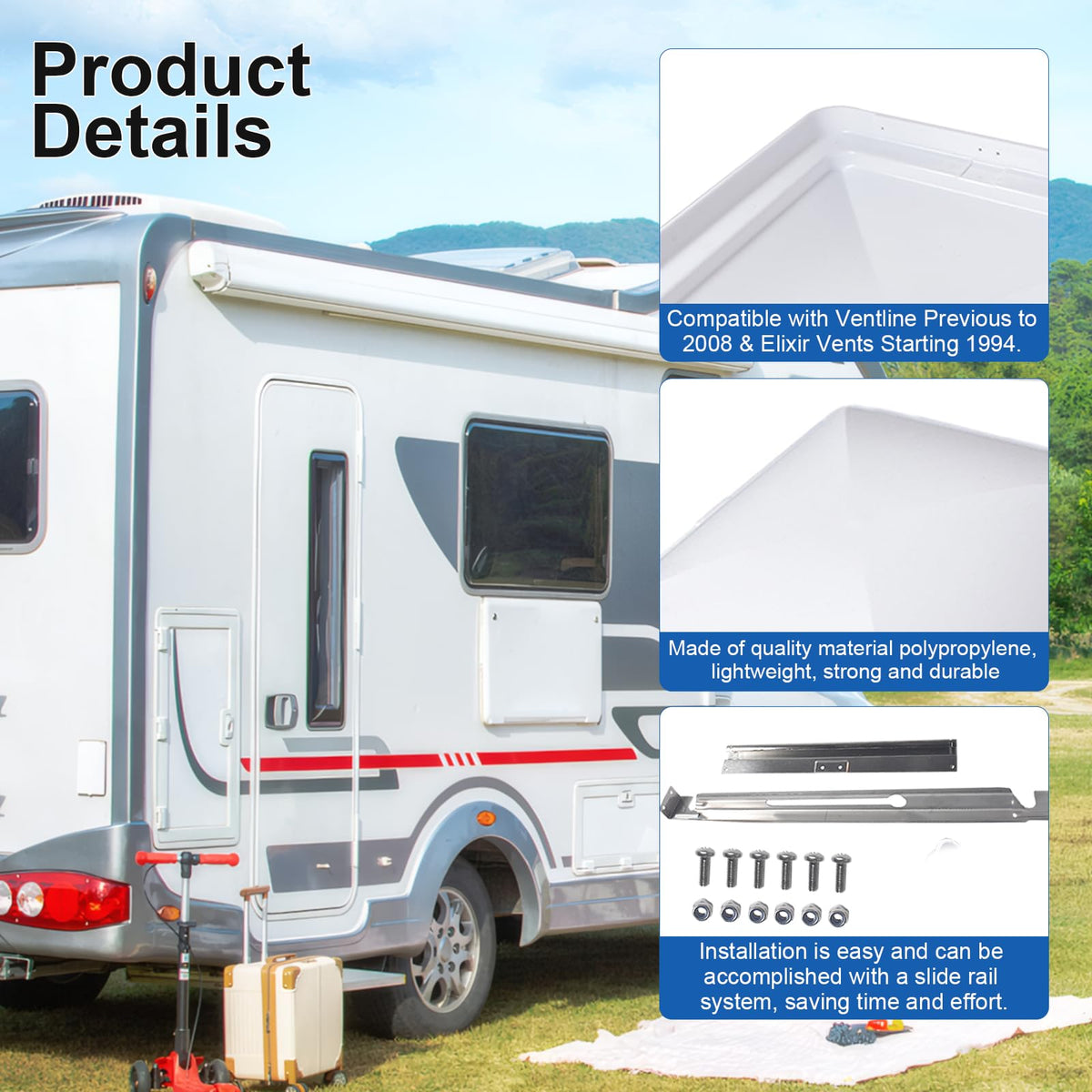14"x14" RV Roof Vent Cover, 2-Pack E336