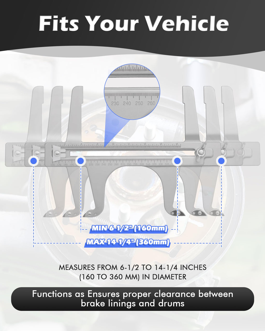 Drum Brake Measuring Tool Silver X1769