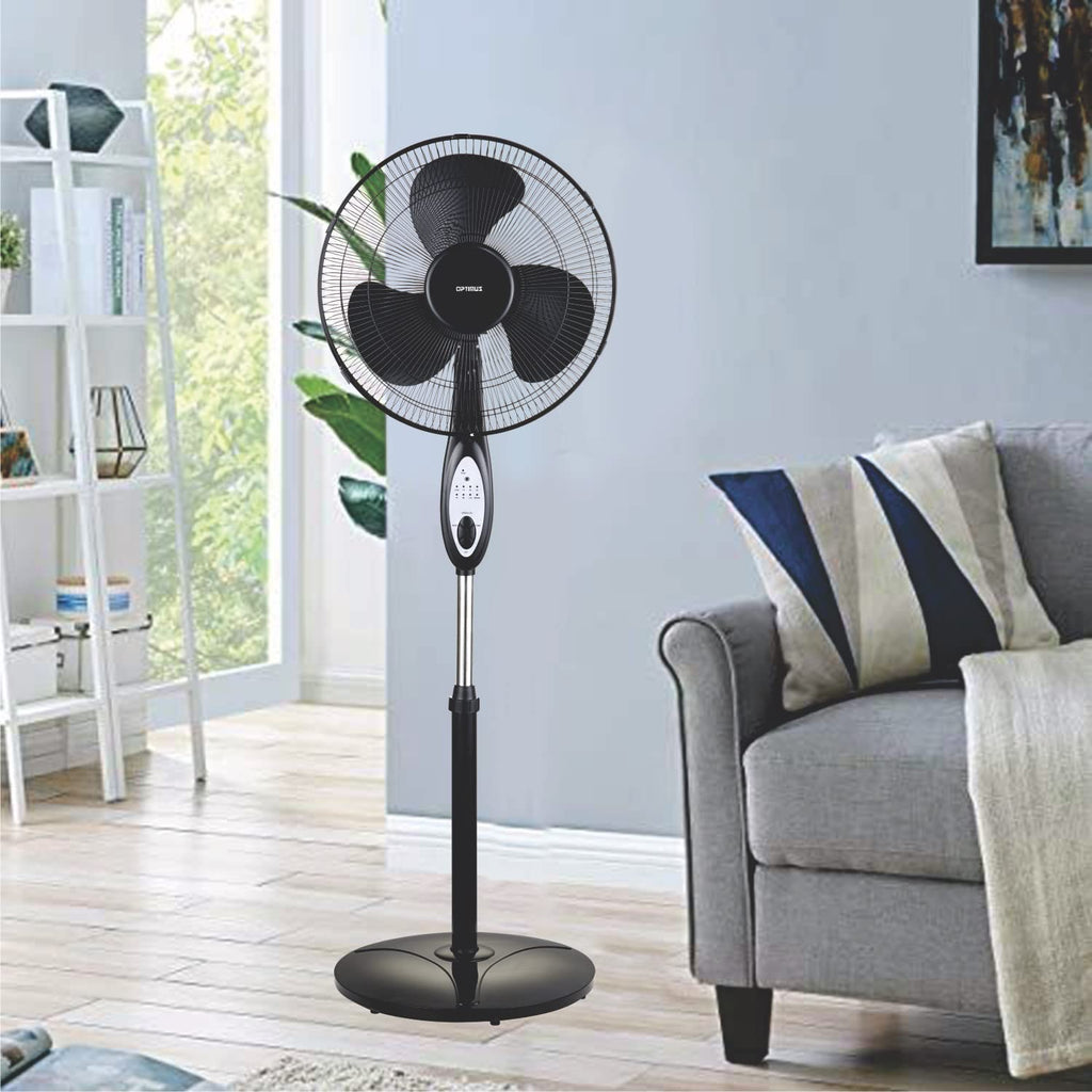White 16-Inch Oscillating Stand Fan with Remote G221