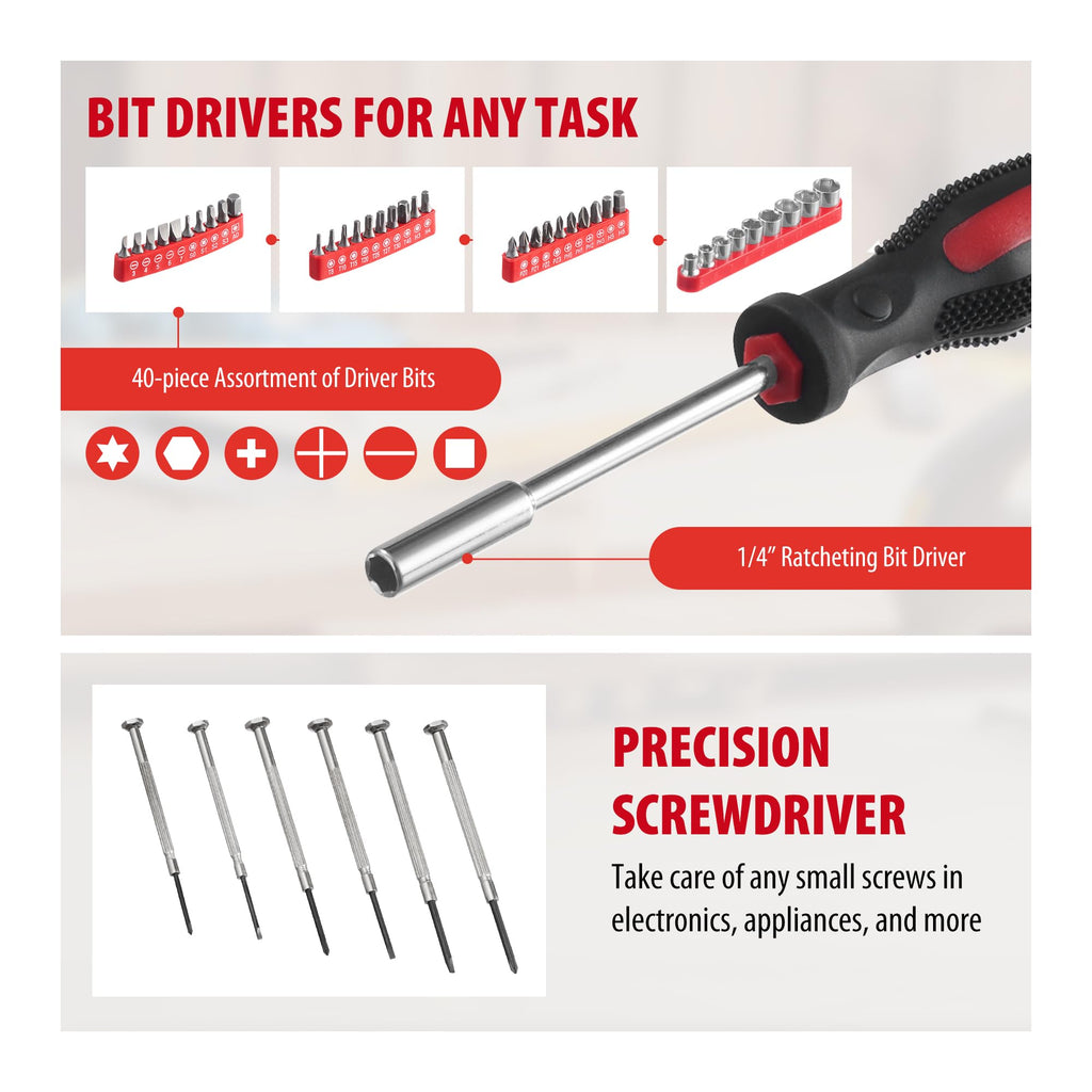146-Piece Household Tool Kit with Storage ToolBox T1936