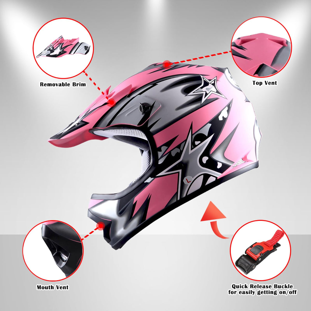 Youth Motocross Helmet with Goggles and Gloves N155