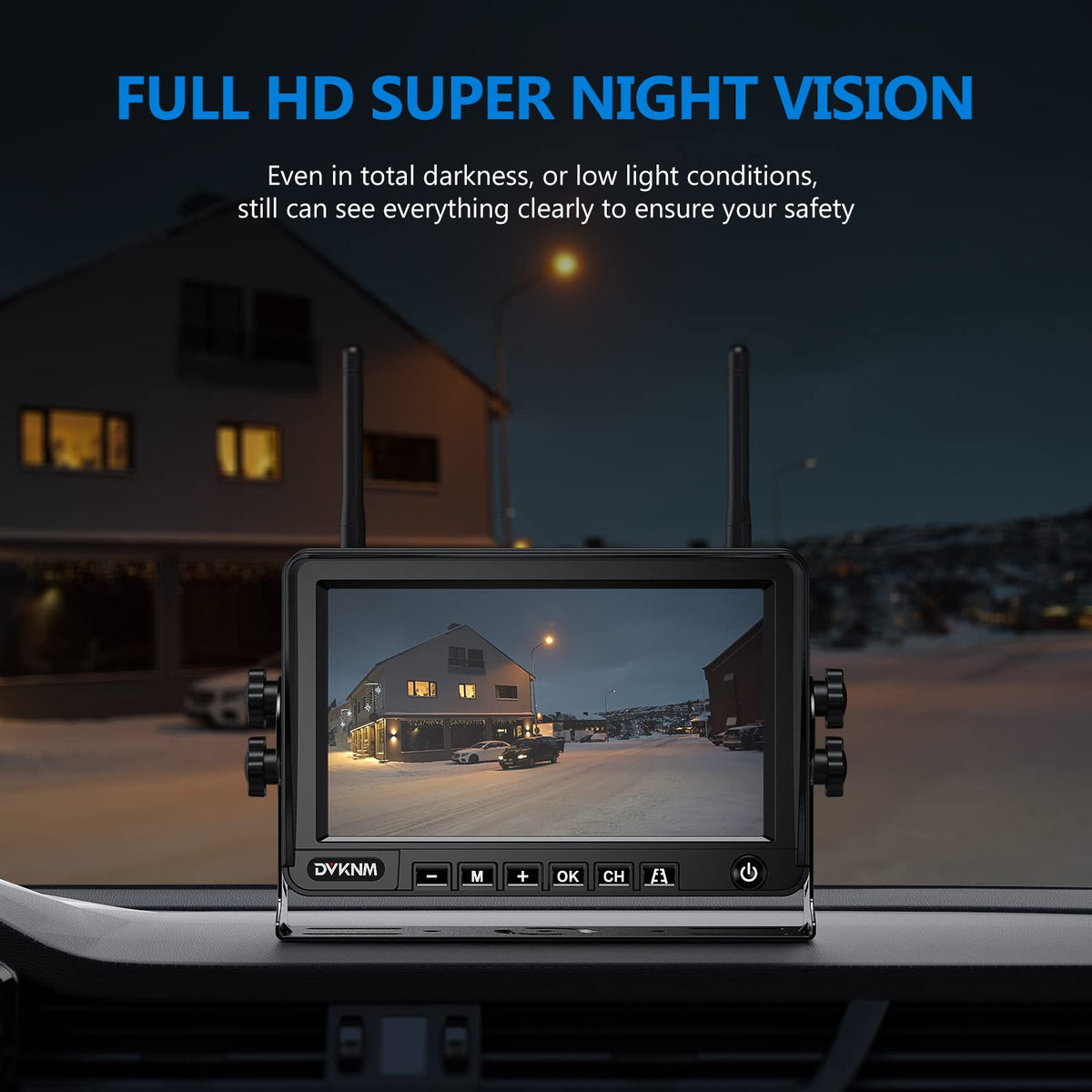 Magnetic Solar Wireless Backup Camera with 7" 1080P Monitor U353