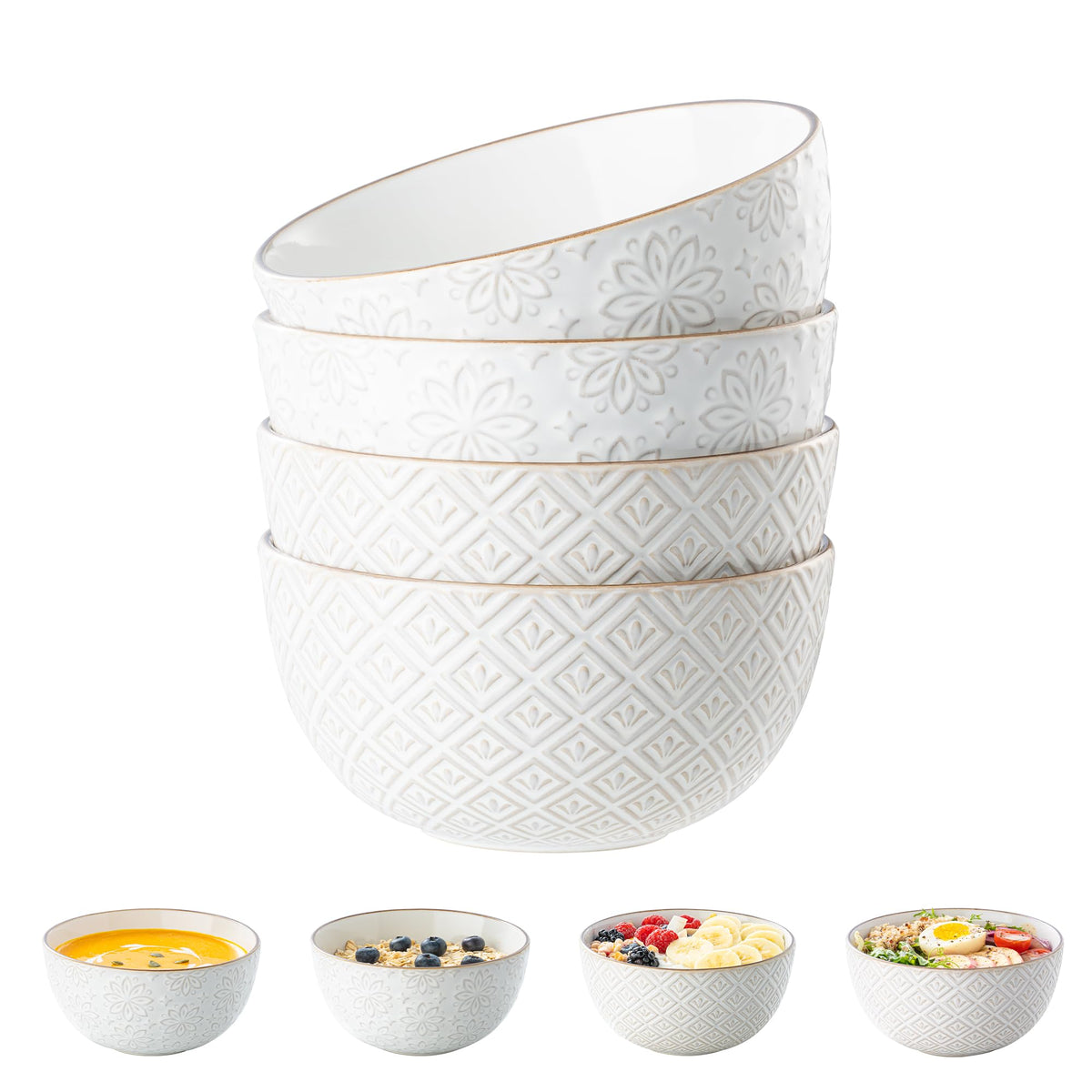 26 oz Ceramic Soup Bowls Set of 4 D5186