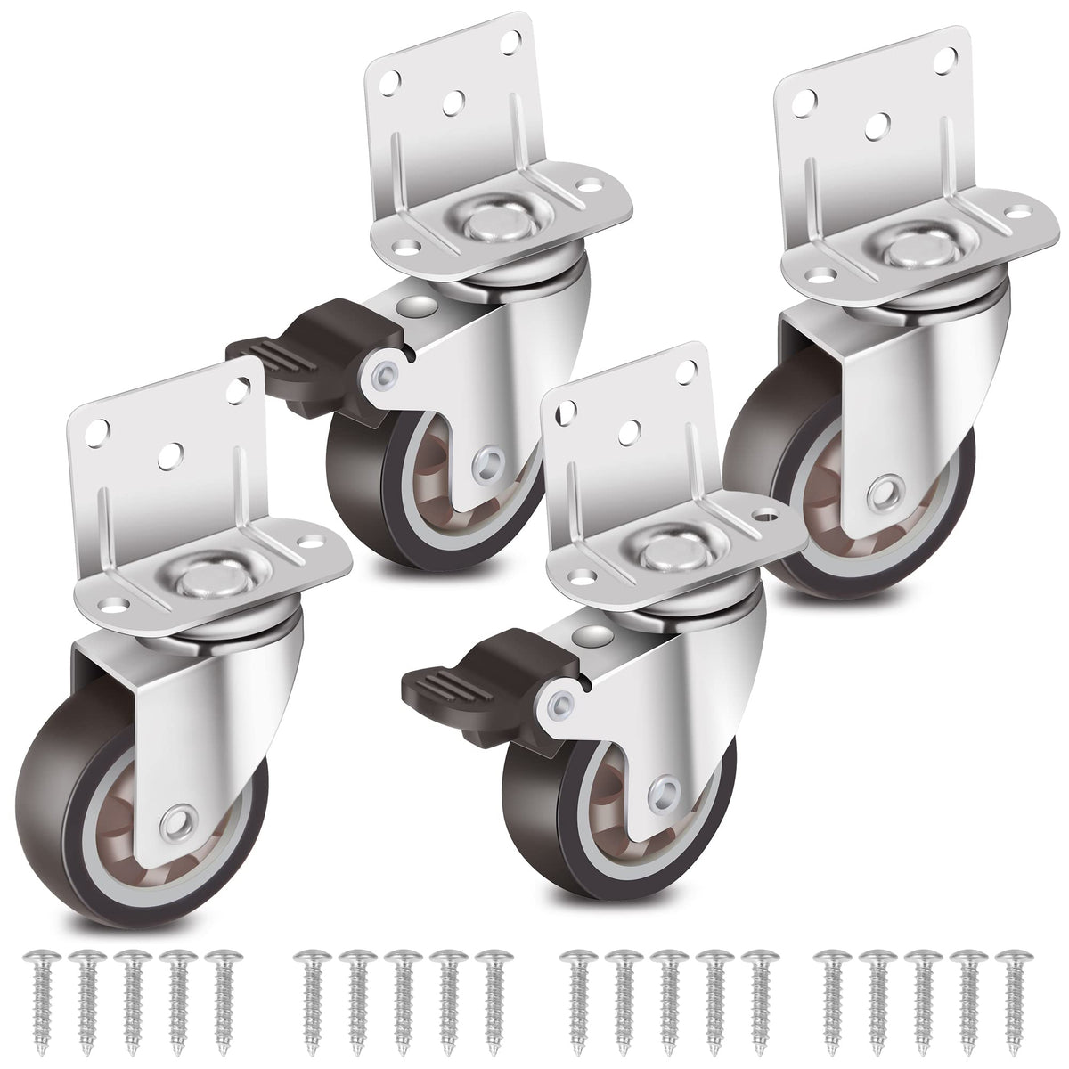 2 Inch L-Shaped Rubber Caster Set of 4 J380888