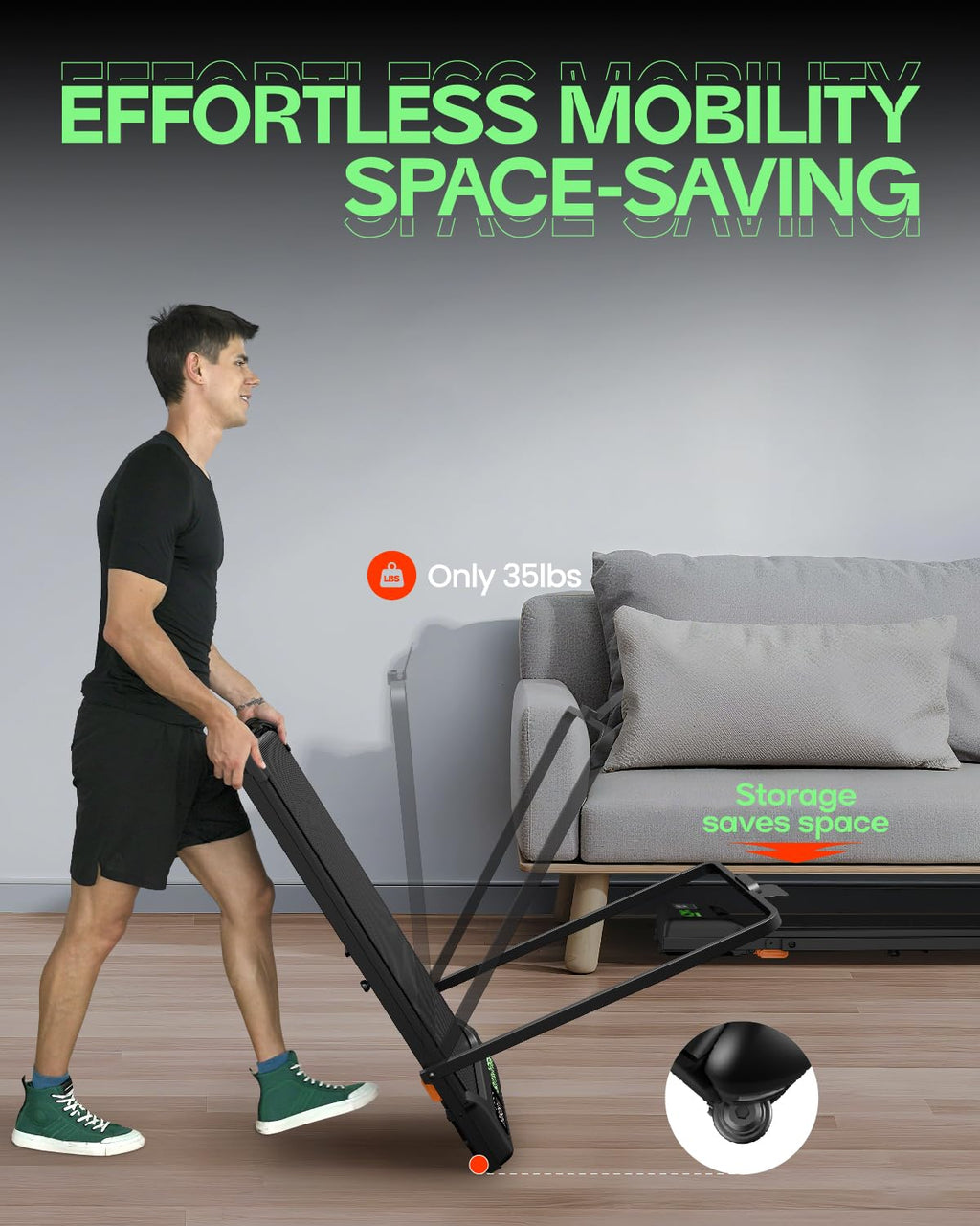 Folding Walking Pad with Incline, 2 in 1 Portable Under Desk Treadmill N60202