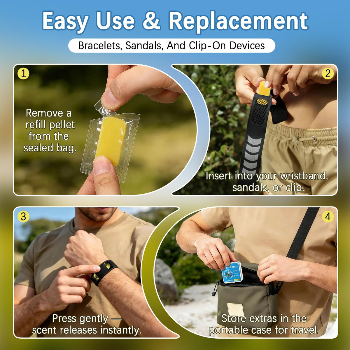 8 Pack DEET Free Mosquito Repellent Refill Pellets with Citronella Peppermint Lemongrass Oils L67330
