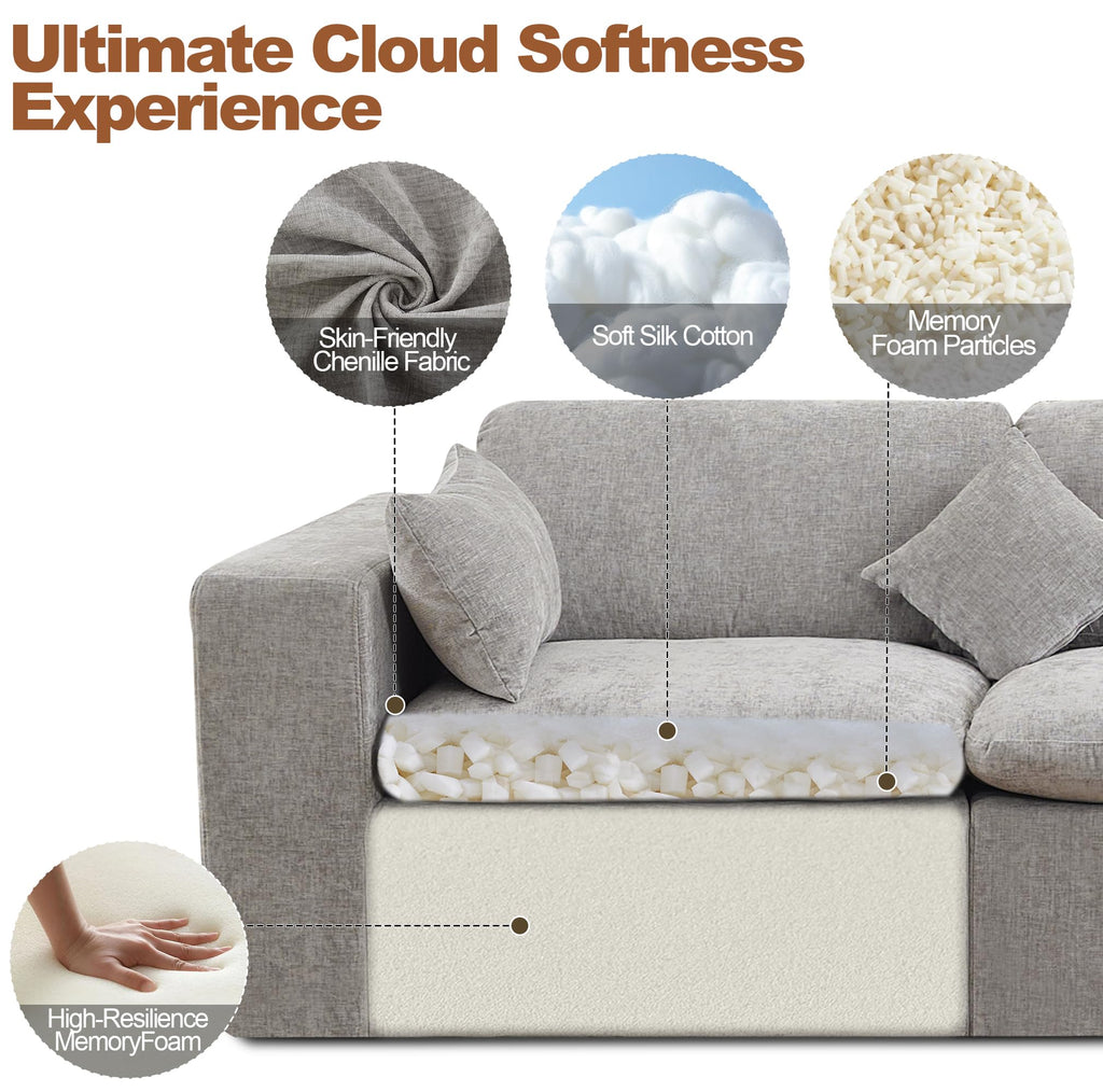 Light Grey Chenille Modular Sectional Sofa C843
