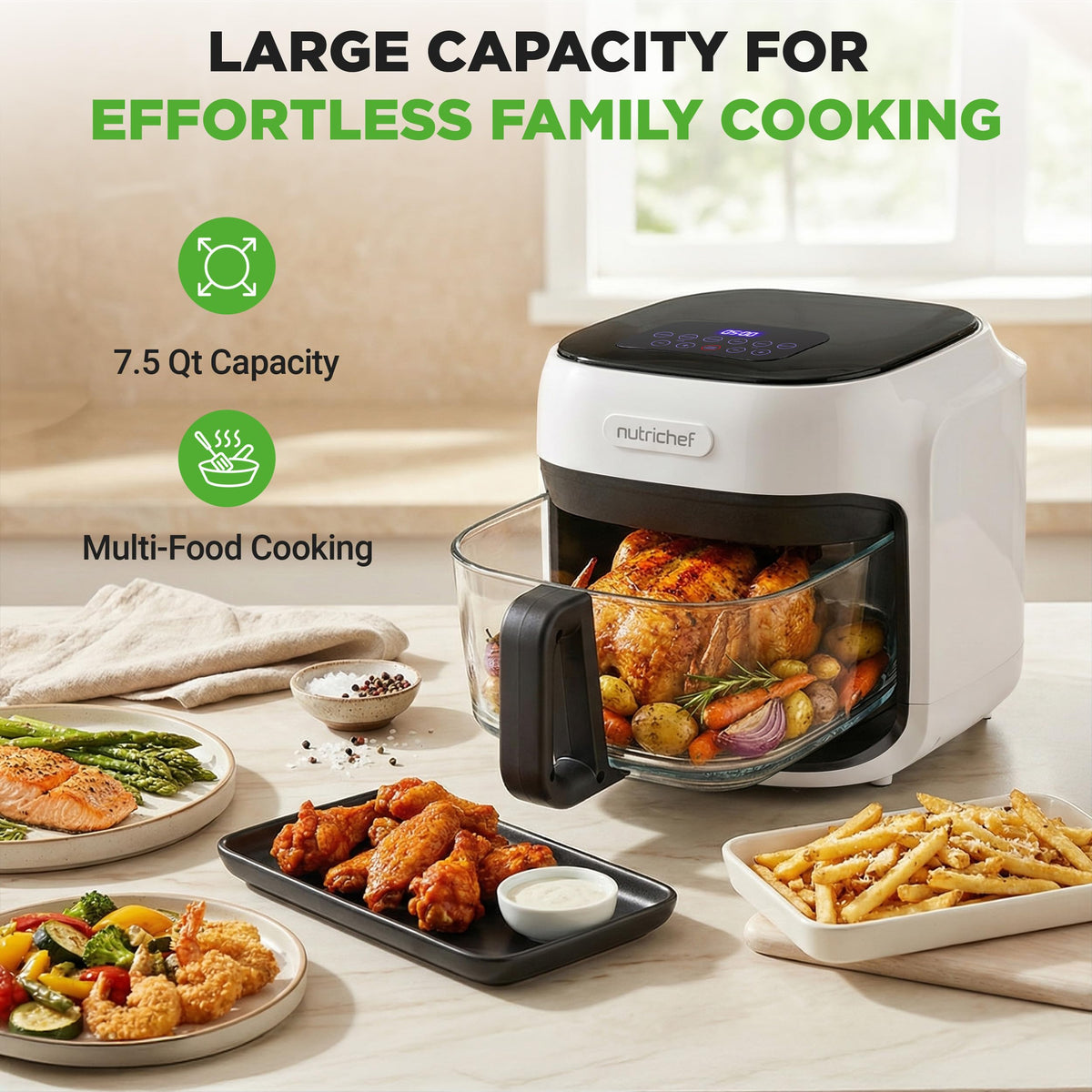 7.5 Quart Air Fryer with 6 Preset Cooking Modes R139