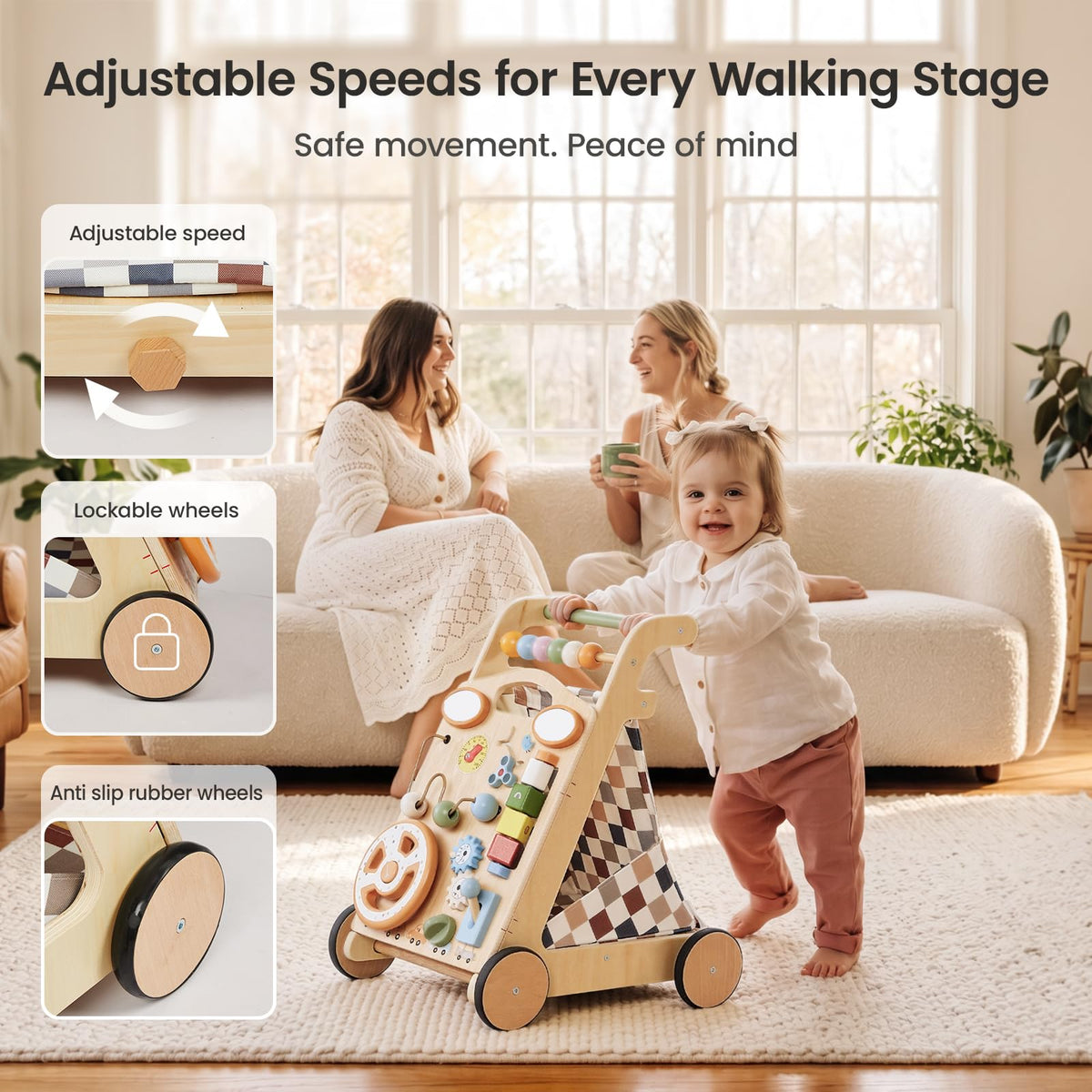 Wooden Baby Walker with Wheels N74869