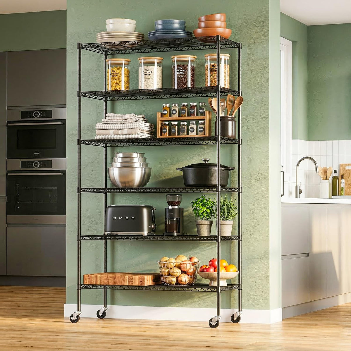 6-Tier Wire Shelf with Wheels C9514