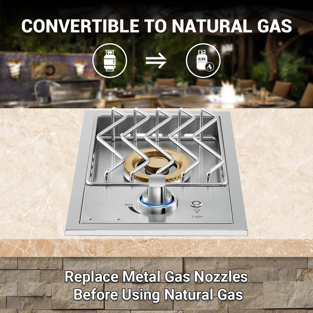 17500BTU Liquid Propane Side Burner 304 Stainless Steel U15965