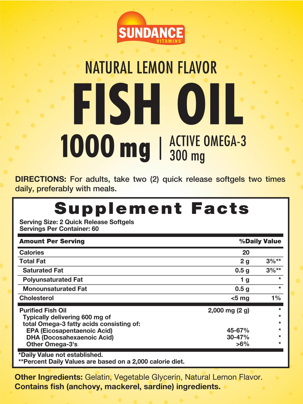 Fish Oil Softgels 1000mg 120 Count P5789