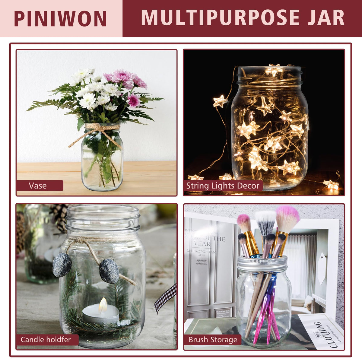 16 oz Mason Jars with Lids and Bands, 15 Pack H538486