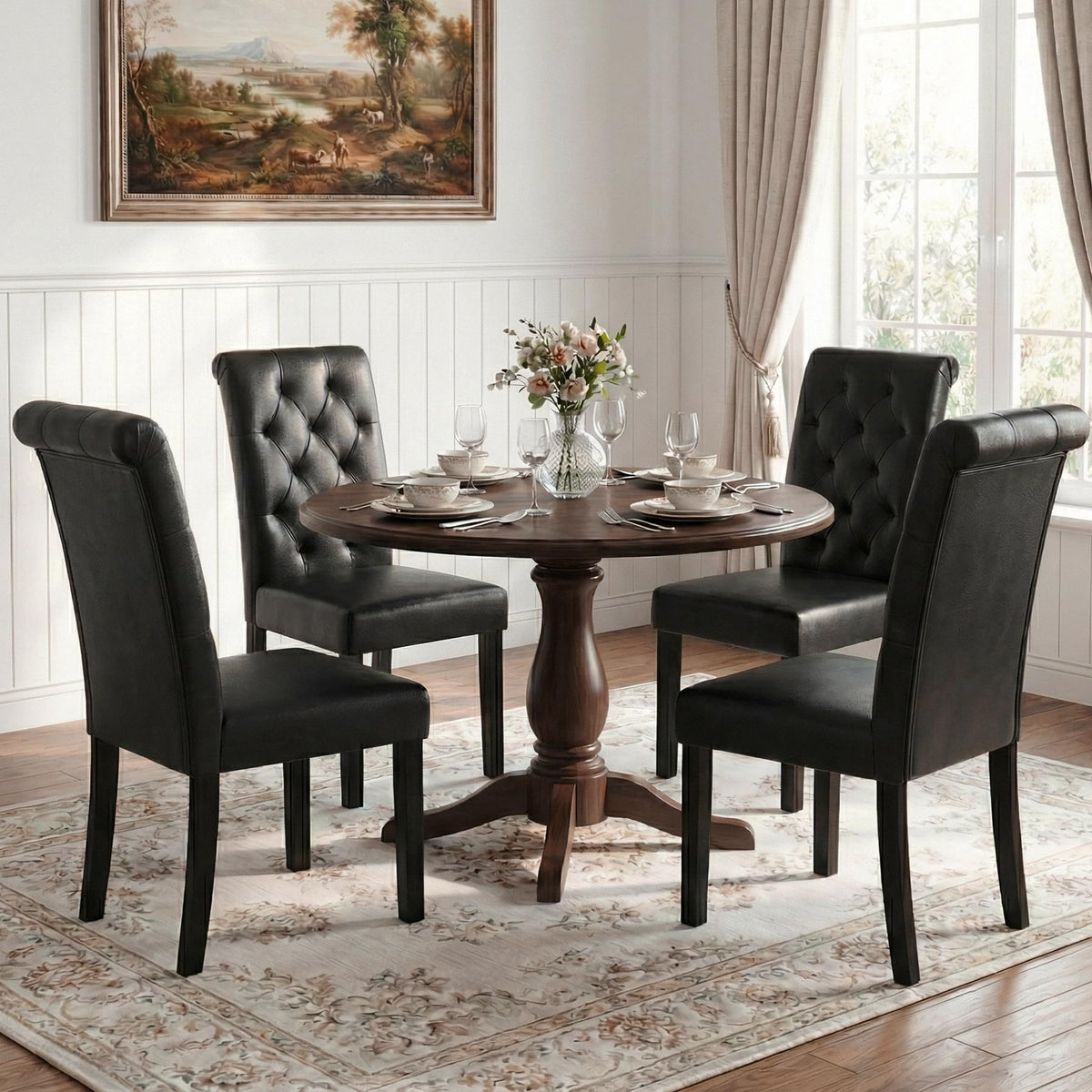 Black Upholstered Dining Chairs Set of 2 O826