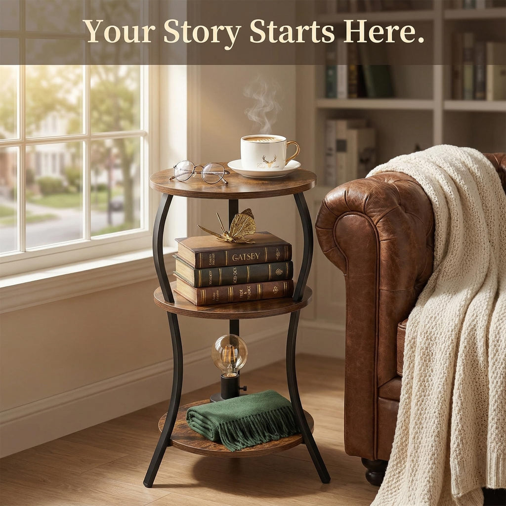 Vintage 3-Tier Round Side Table A7865