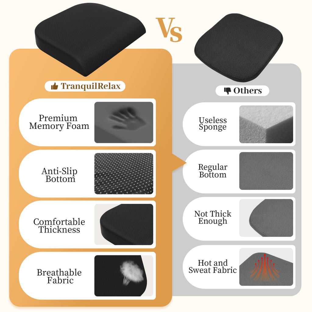 Memory Foam Seat Cushion 3-Inch Black Y19058