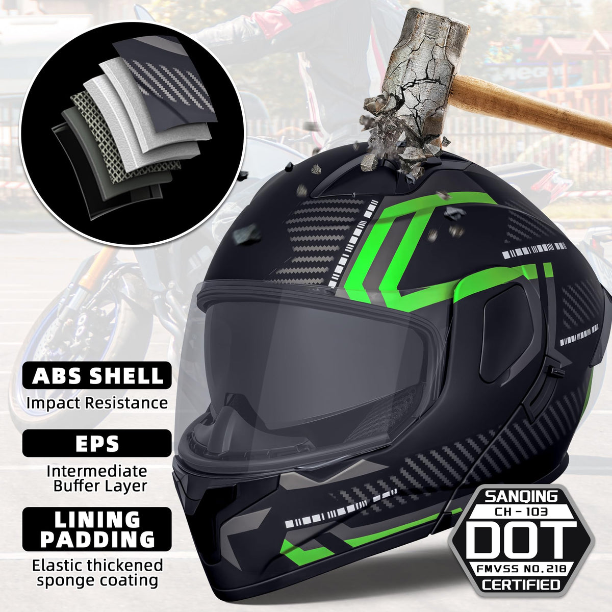 Flip-Up Full Face Motorcycle Helmet E9733