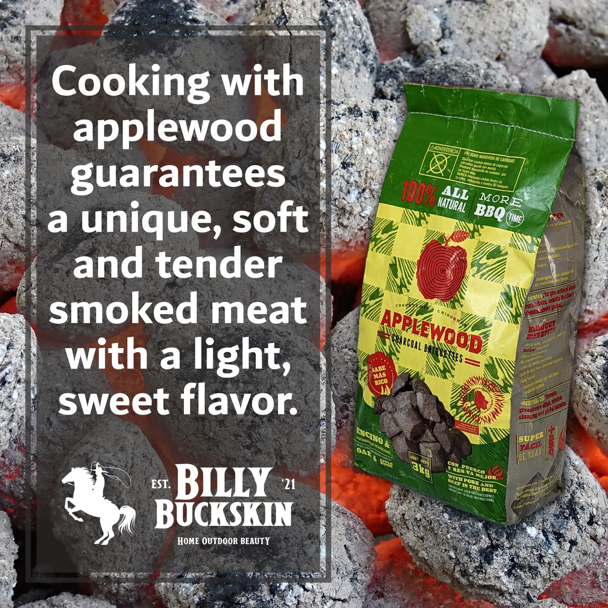Oak & Applewood Charcoal Briquettes 6.5 Lb E150964