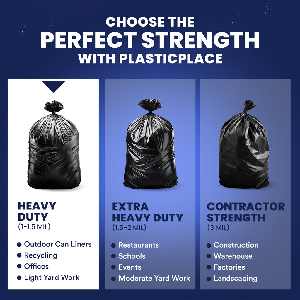 55-60 Gallon 1.2 Mil Black Trash Bags 100 Count B986820