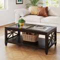 45.5"W Solid Wood Glass Coffee Table E2803