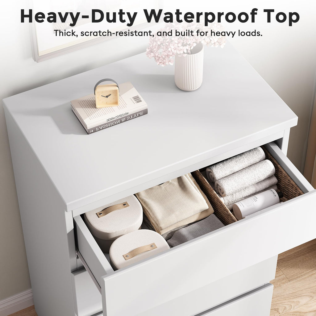 White 4 Drawer Wood Dresser P43506