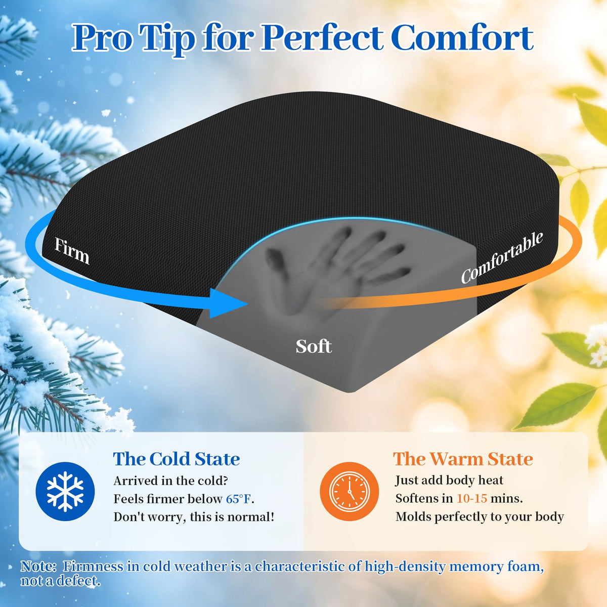 Memory Foam Seat Cushion 3-Inch Black Y19058
