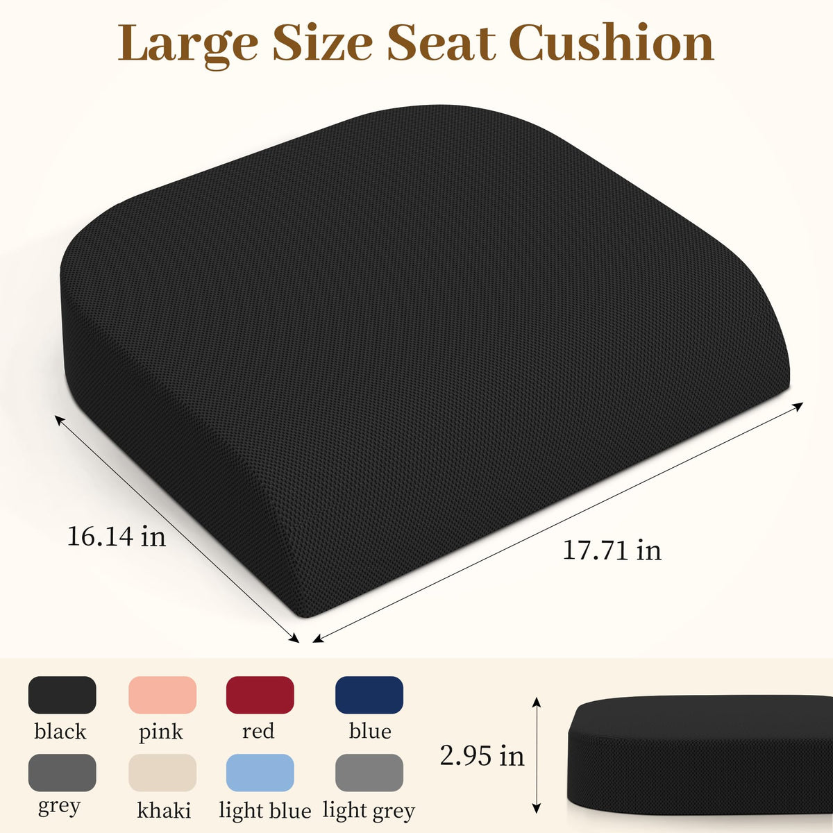 Memory Foam Seat Cushion 3-Inch Black Y19058