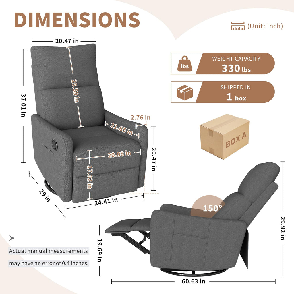 Manual Swivel Rocker Recliner Chair U1709