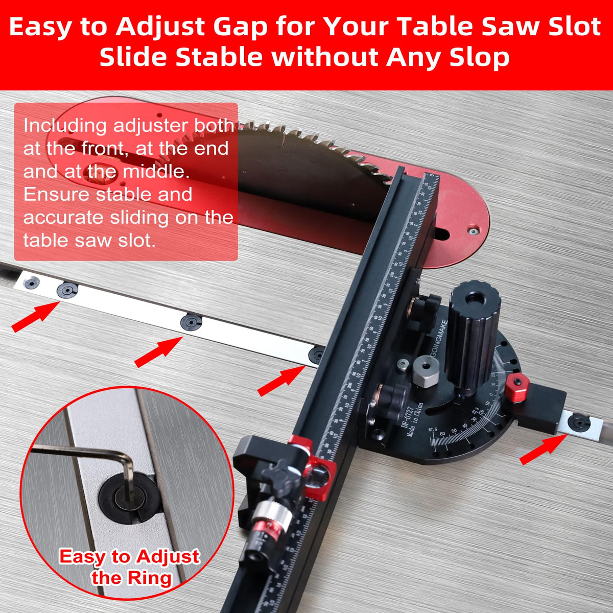 Table Saw Miter Gauge with Extendable Fence and Flip Stop Z3642
