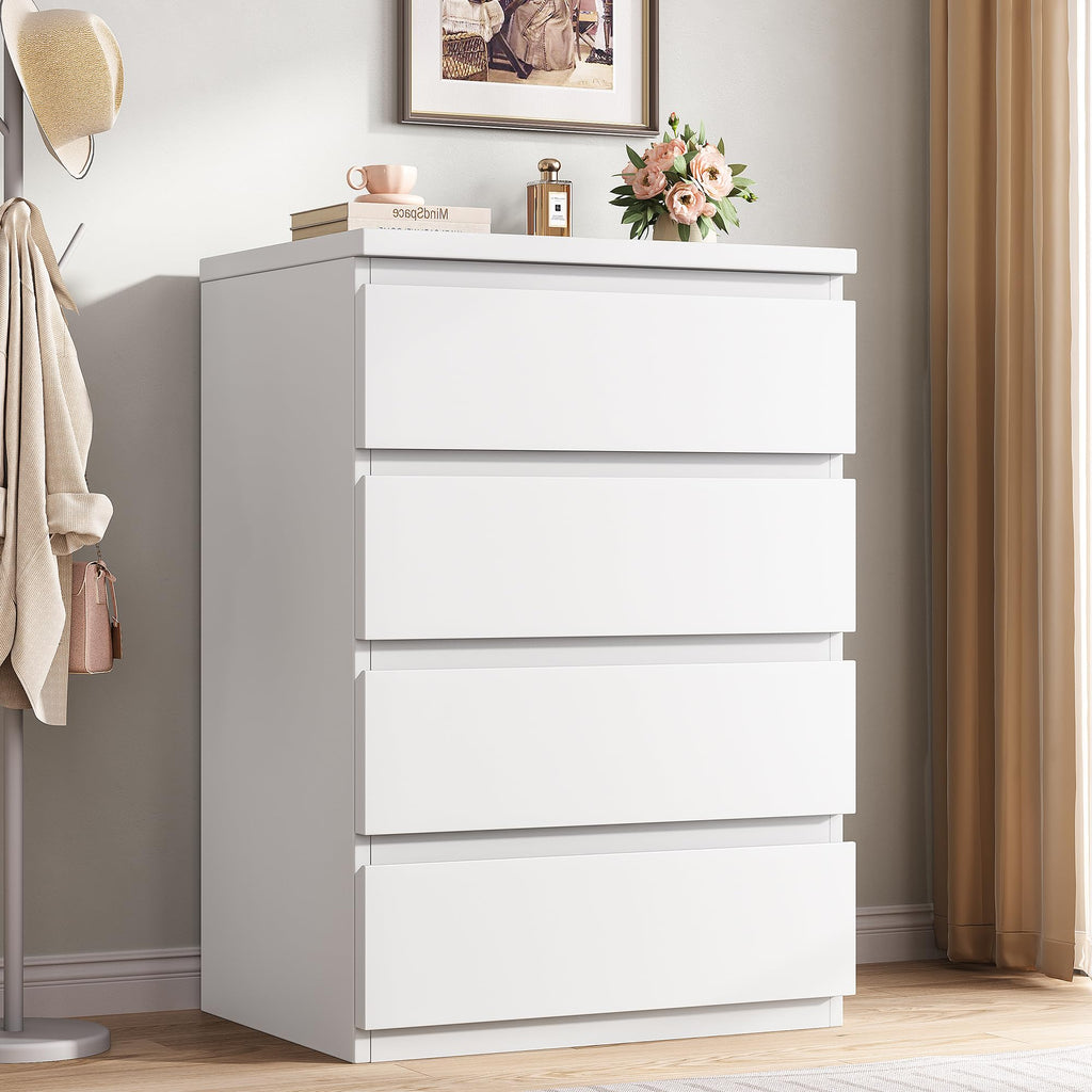 White 4 Drawer Wood Dresser P43506