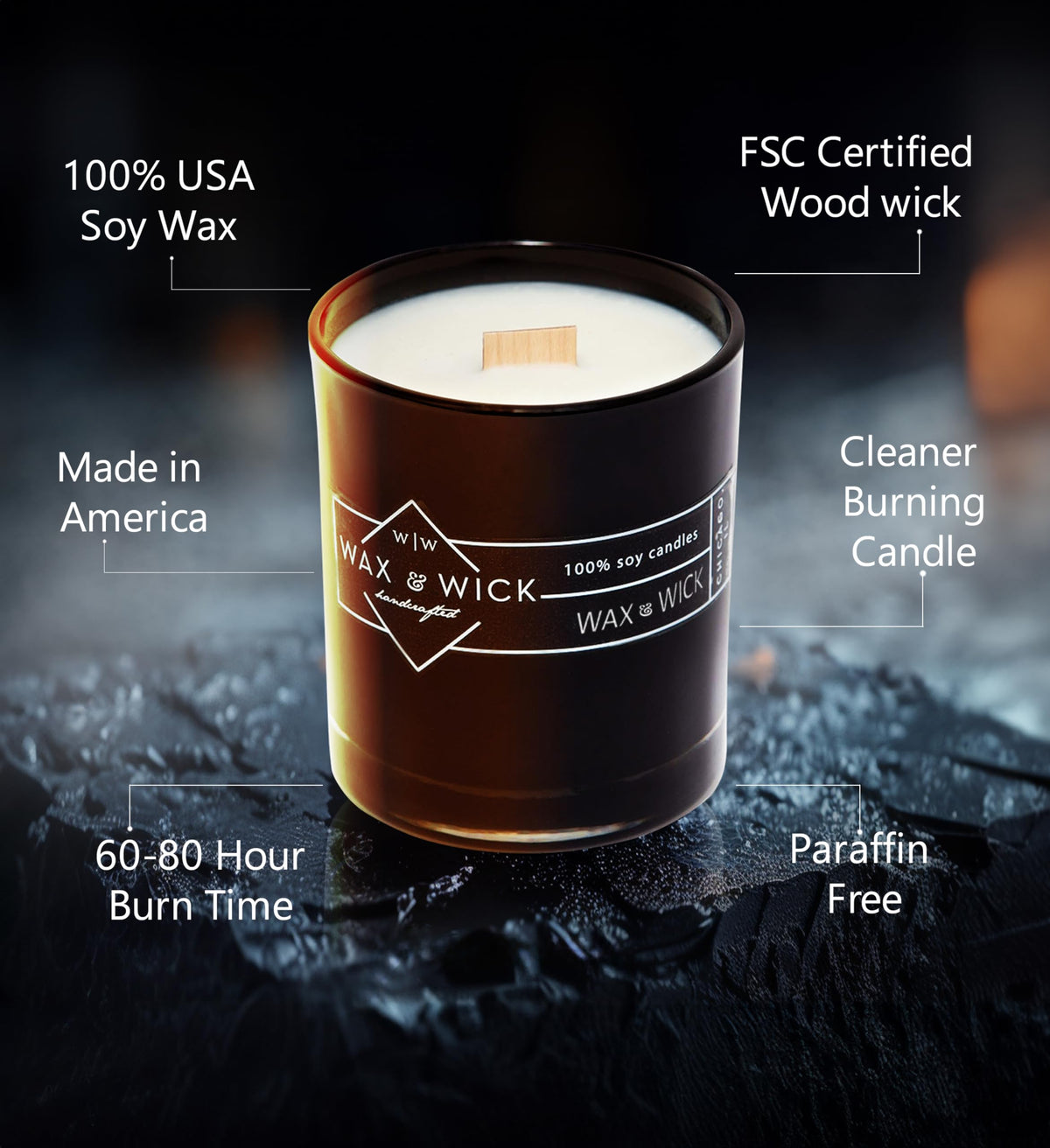12oz Soy Wax Double Wood Wick Scented Candle Q869