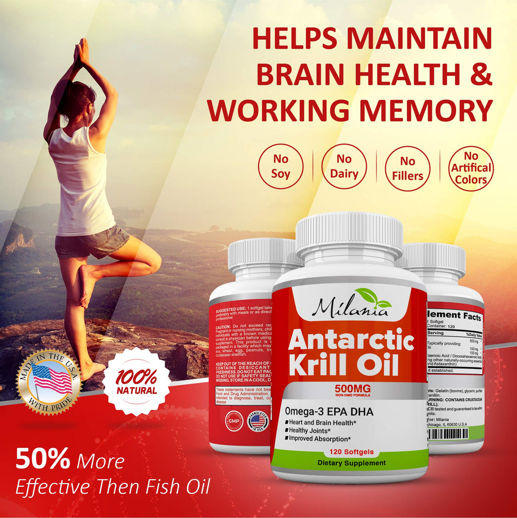 Krill Oil 120 Softgels Omega-3 EPA DHA Astaxanthin 500mg S477677