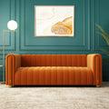Orange Velvet Tufted 3-Seater Sofa L737984