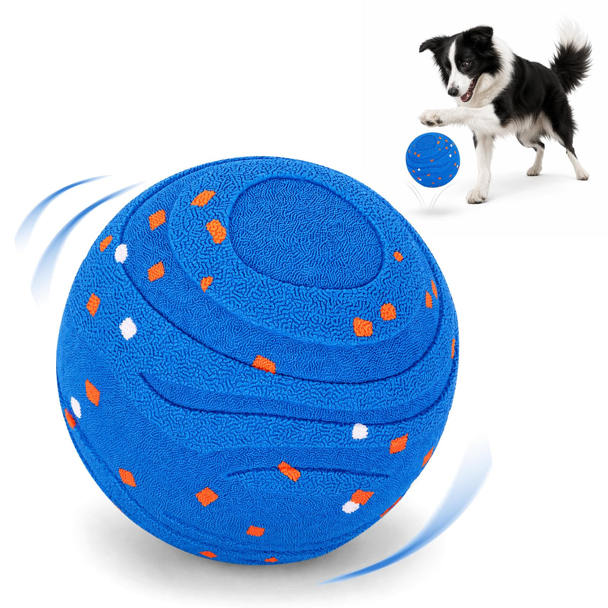 Interactive Dog Toy Ball Automatic Moving Bouncing Rotating E-TPU Waterproof Blue Q3120
