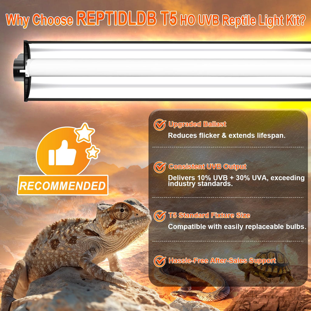 24W T5 UVB Reptile Light Fixture 22" with 2 Pack 24W UVB Bulbs F26773