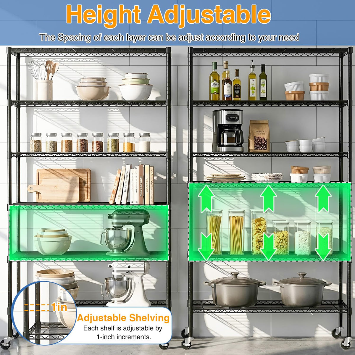 6-Tier Wire Shelf with Wheels C9514
