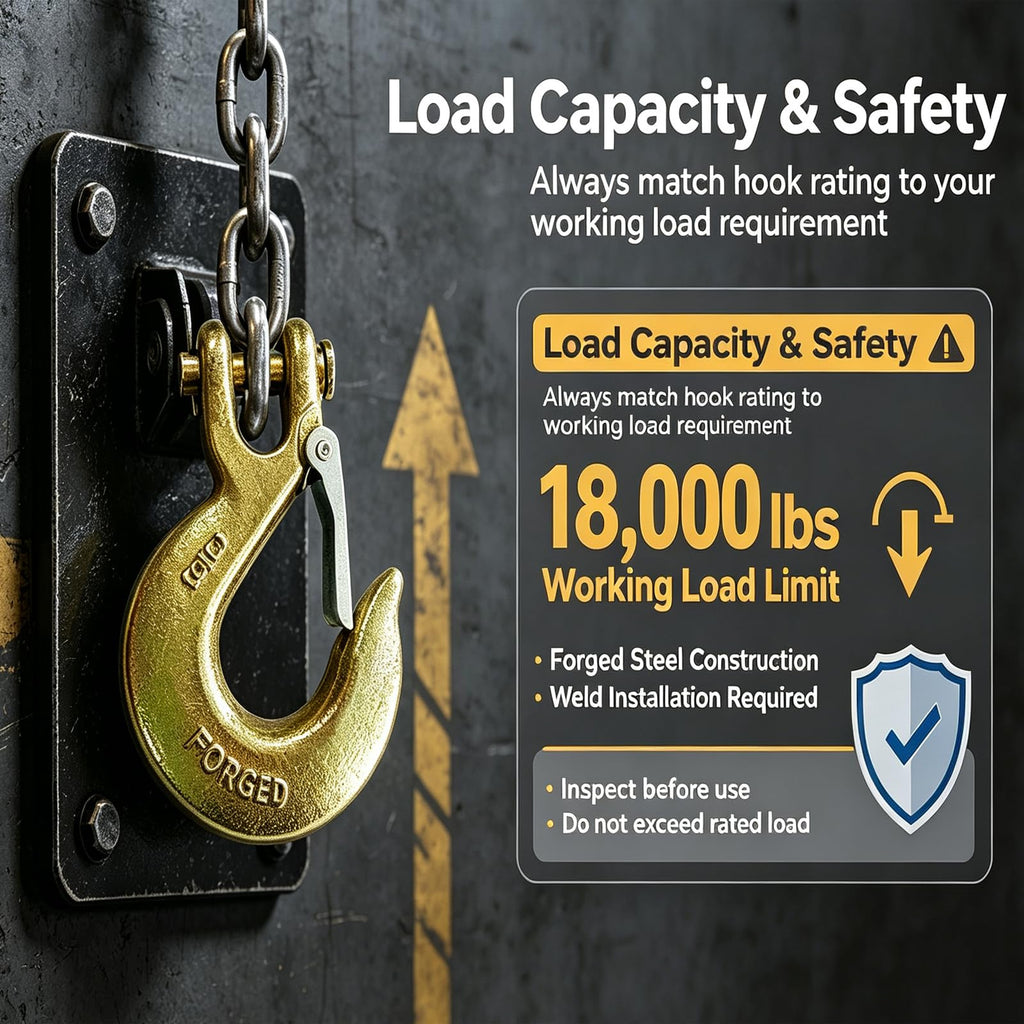 2 Pack 3/8 Inch Forged Steel Clevis Slip Hook with Safety Latch J269
