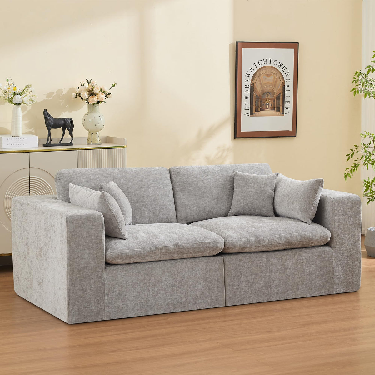 Light Grey Chenille Modular Sectional Sofa C843
