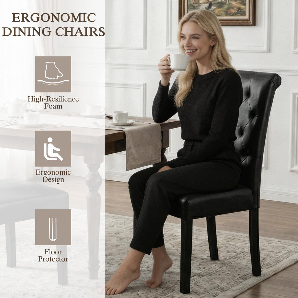 Black Upholstered Dining Chairs Set of 2 O826