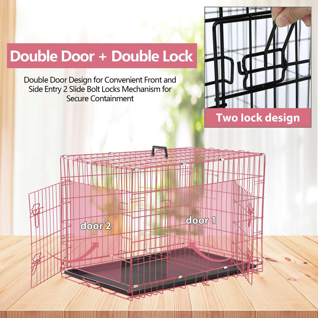48 Inch Folding Metal Dog Crate with Tray and Divider Panel C698150