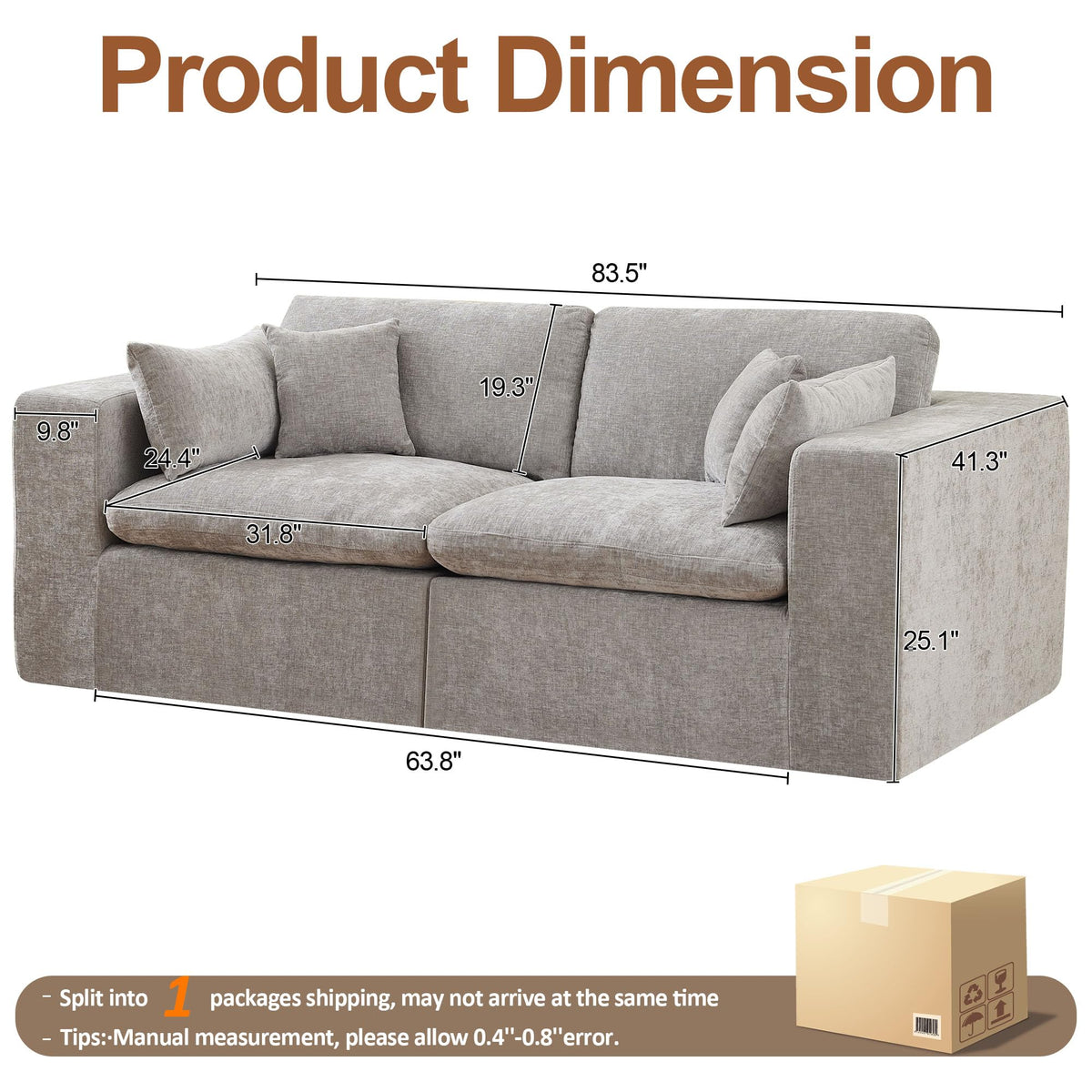 Light Grey Chenille Modular Sectional Sofa C843