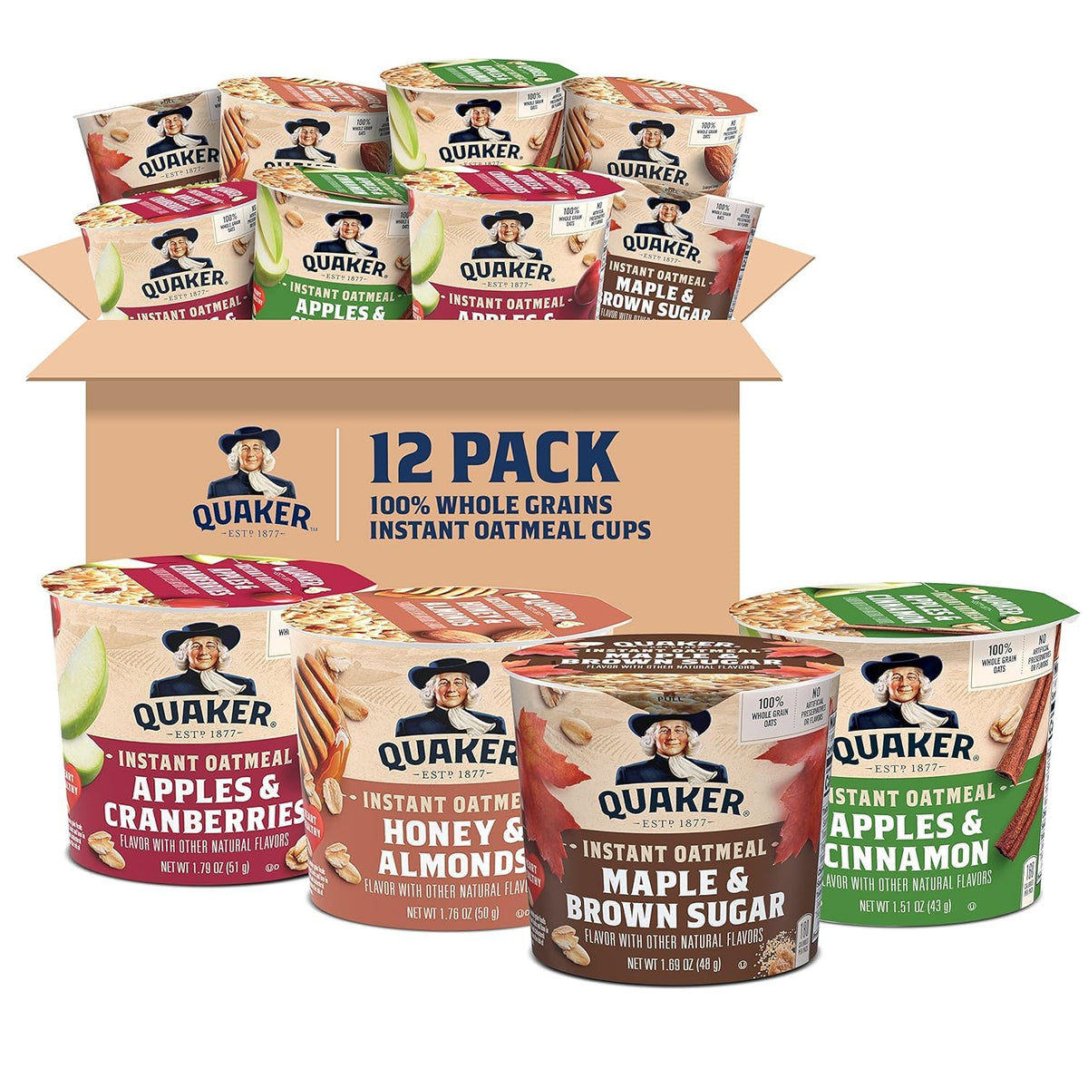 Instant Oatmeal 4 Flavor Variety Pack 1.76 Ounce (Pack of 12) B43337