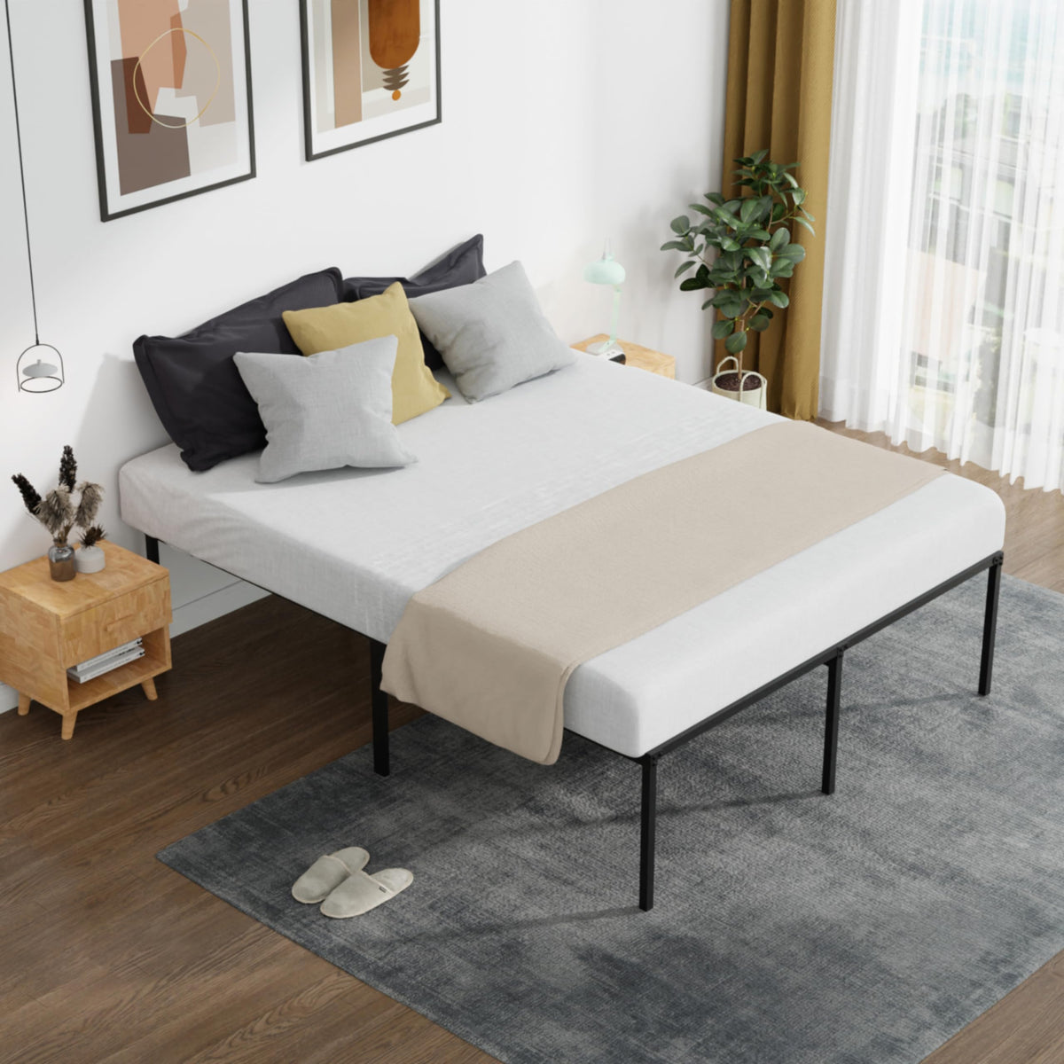 18 Inch Metal Full Bed Frame with Storage N38791