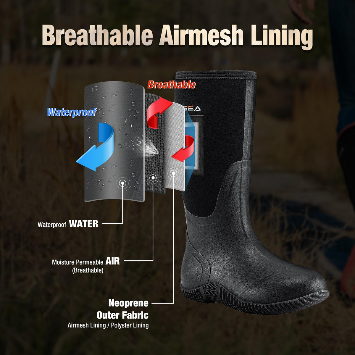Women's Waterproof Insulated Neoprene Rubber Rain Boots M137307