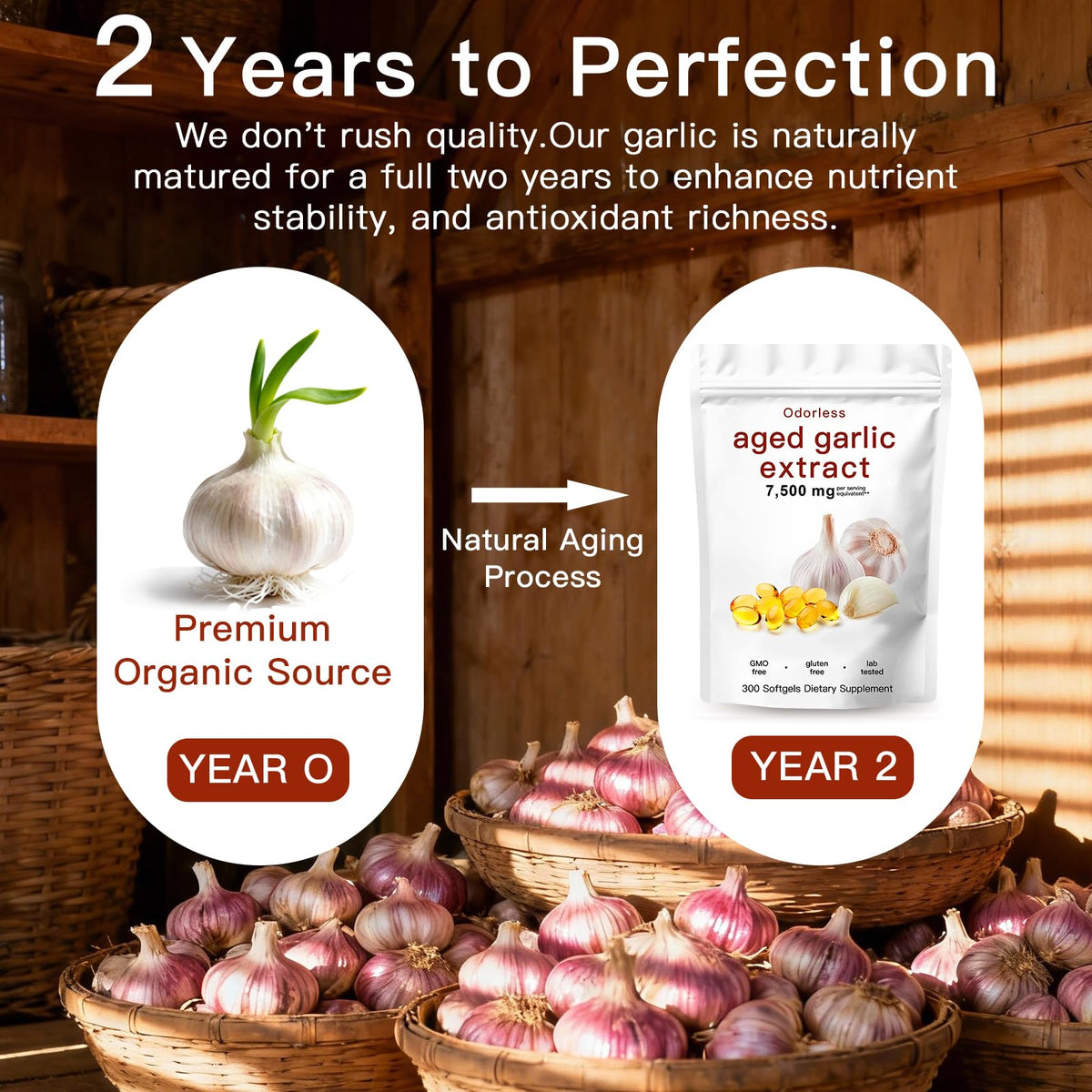 Odorless Organic Aged Garlic Extract Capsules N18201