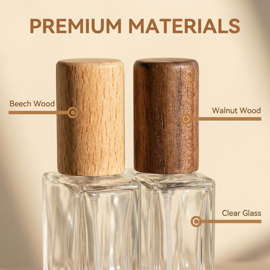 2 Pcs 15ml Clear Mini Glass Perfume Bottle with Wood Lid L164