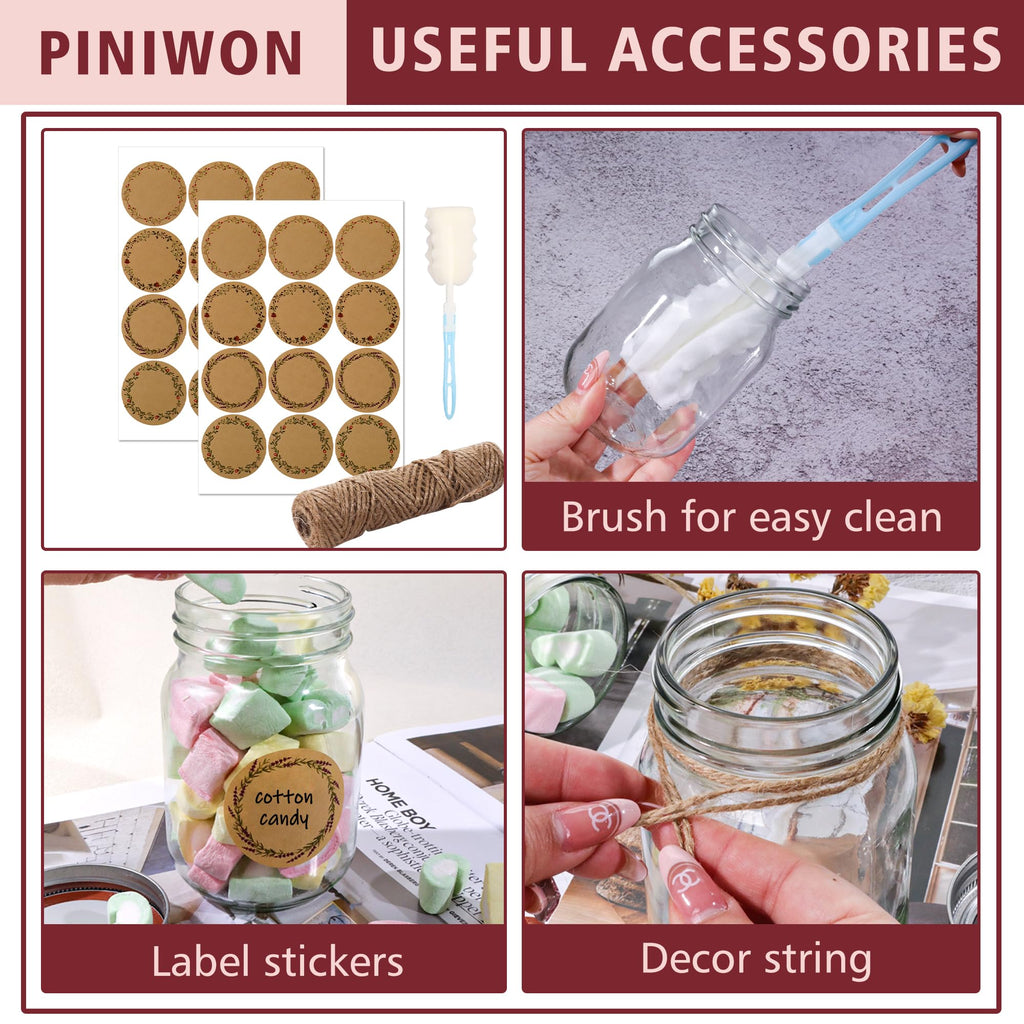 16 oz Mason Jars with Lids and Bands, 15 Pack H538486