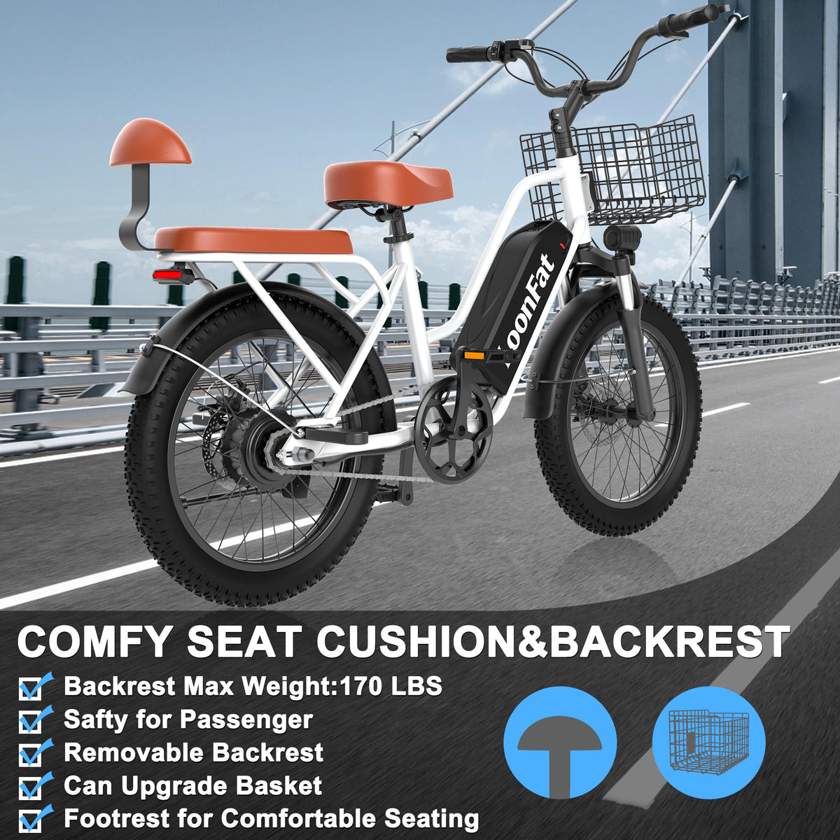 1000W 48V 13Ah Electric Bicycle with Rear Seat and Front Basket R7885